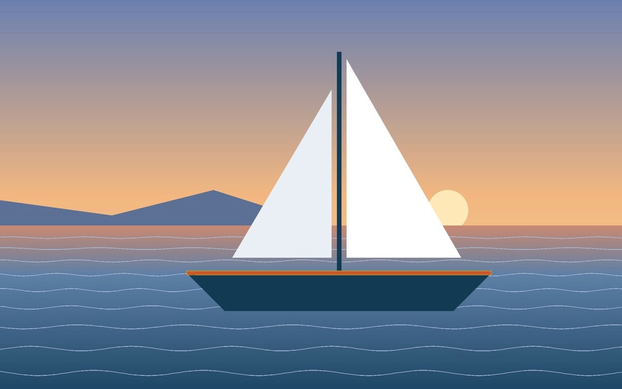 A boat at its dock at sunset